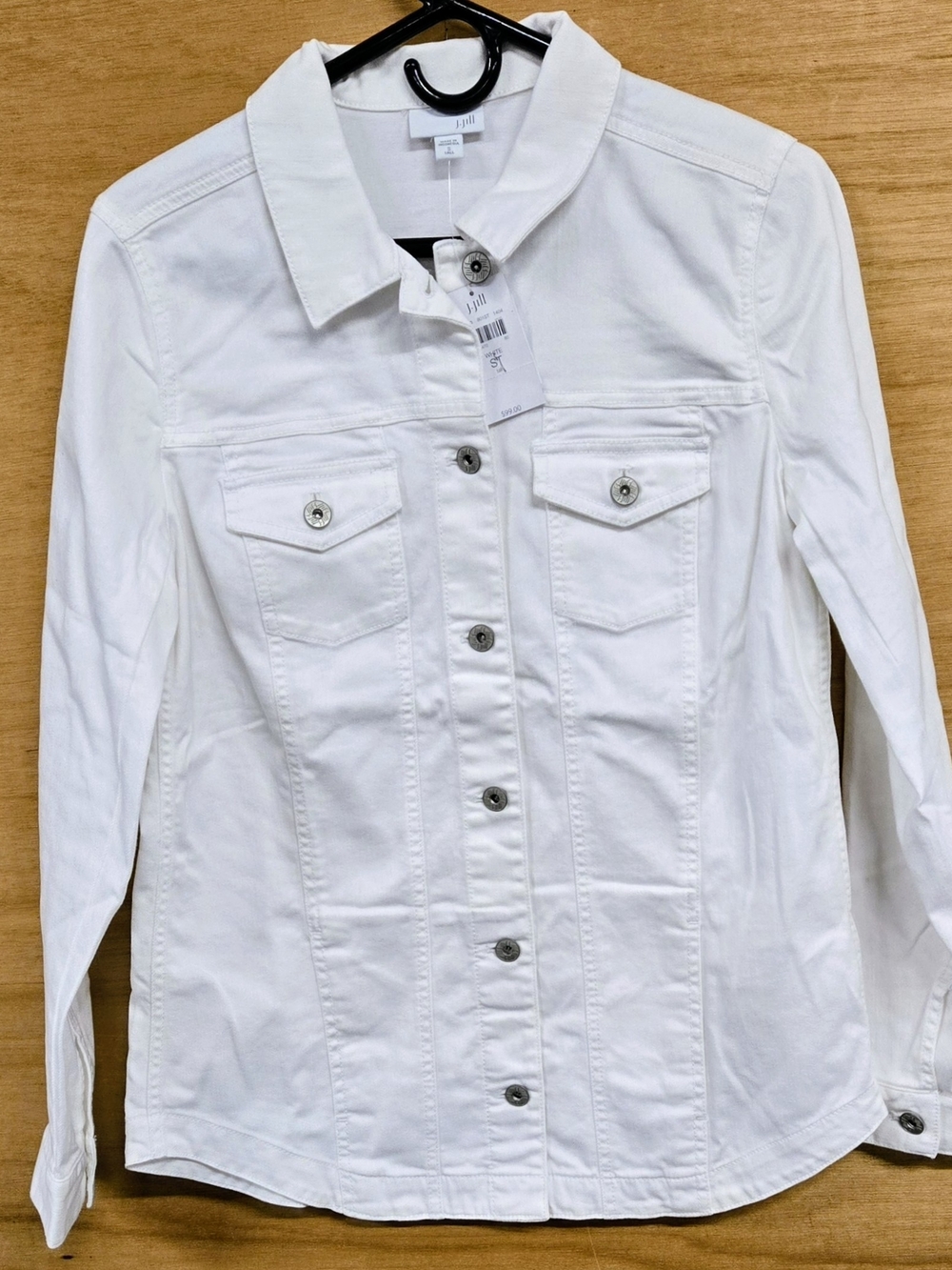 J. Jill White Button-Front Denim Jacket
